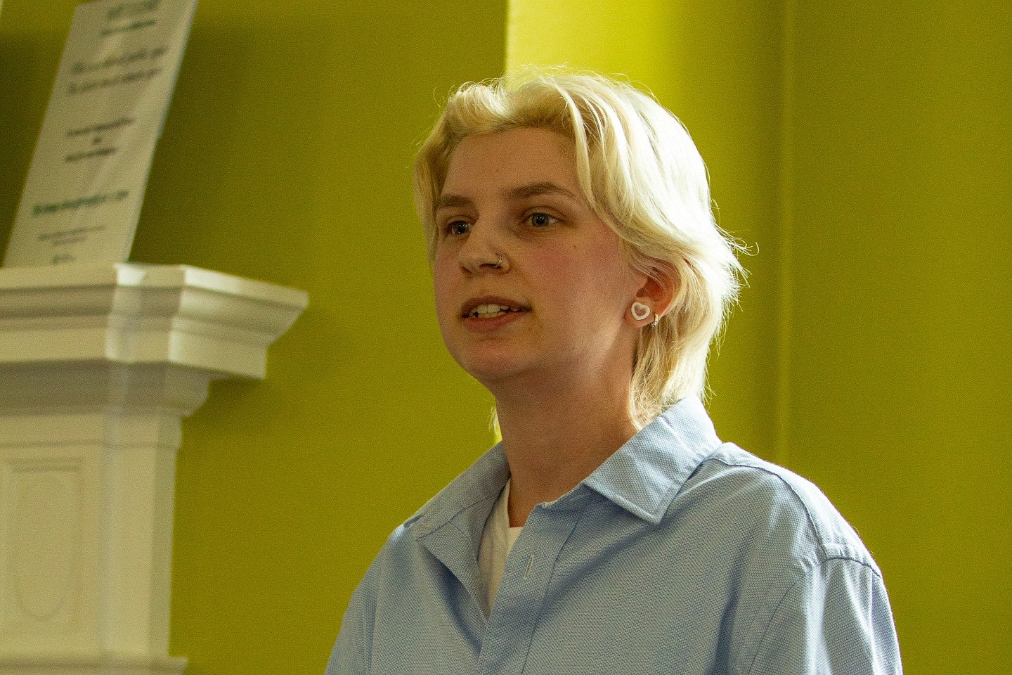 Graduate student giving a presentation
